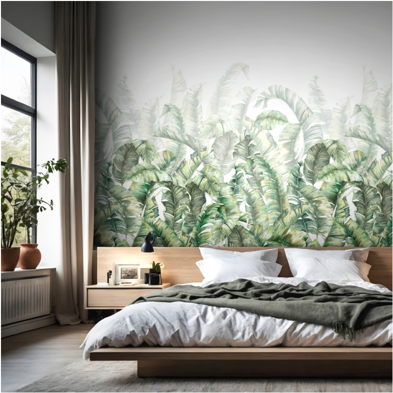 Carta da Parati Foglie Tropicali Verdi 42173 | Pannello TNT Lavabile