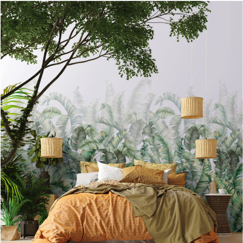 Carta da Parati Foglie Tropicali Verdi 42173 | Pannello TNT Lavabile